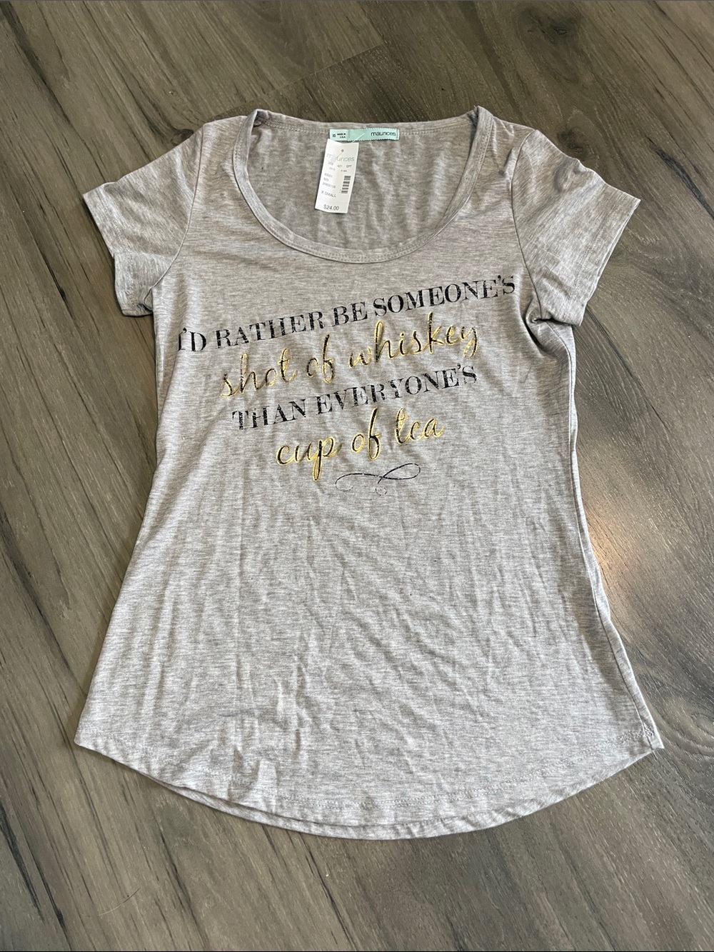Maurice’s “Shot of Whiskey” Graphic Scoop Neck Tee - Size XS